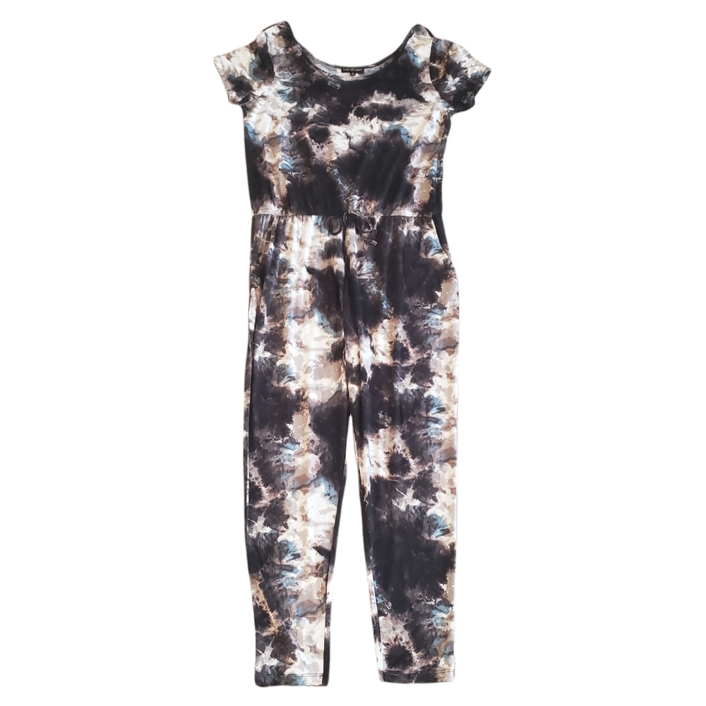 NWT Tie Dye Jumpsuit w/ Pockets Short Sleeves Brown/Blue Plus Size 1X